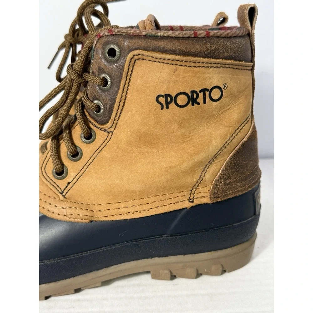 Sporto Insulated Duck Boots Women's 8 Tan Brown Leather Rubber Winter‎